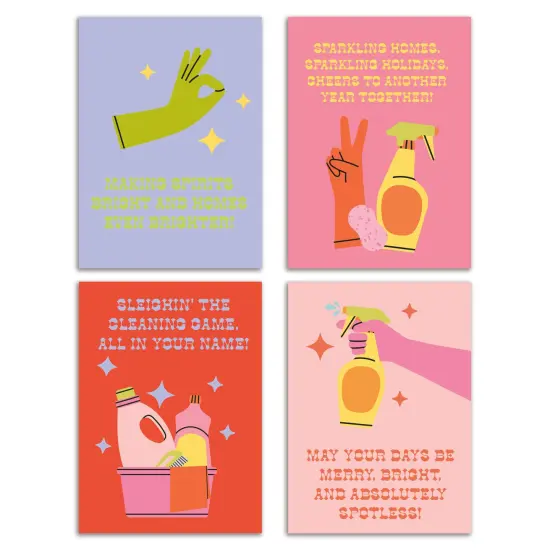 Cleaning-Themed Christmas Greeting Cards Boxed Set of 24 Holiday Notecards Featuring Funny Designs, Perfect for Cleaners, Housekeepers, and Janitorial Professionals {1}