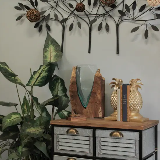 Elegant Gold Pineapple Bookends – Chic Tropical Bookshelf Accent {6}