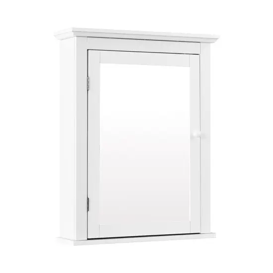 Bathroom Mirror Cabinet Wall Mounted Adjustable Shelf Medicine Storage White {8}