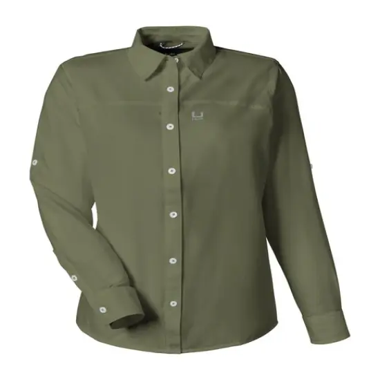 HUK&reg; Ladies' Tide Point Long Sleeve Shirt Moss {1}