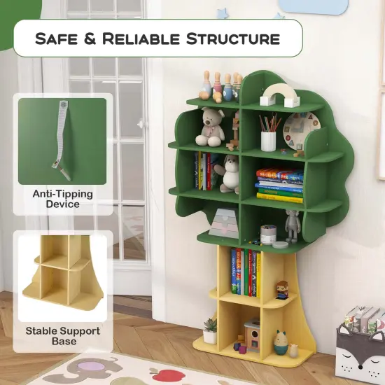 Costway Tree Bookcase Kids 6-Tier Toy Storage Organizer with Open Storage Shelves {5}