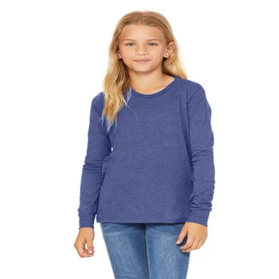 Bella + Canvas&reg; Youth Triblend Long-Sleeve T-Shirt - 3513Y SOLID WHT TRBLND {3}