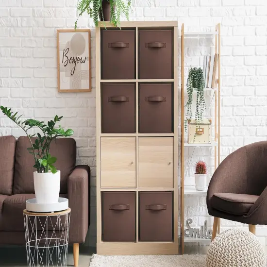 Sorbus Foldable Storage Cube - 11 Inch Closet Organizer and Storage Basket with Handles 1 Pc Chocolate {4}