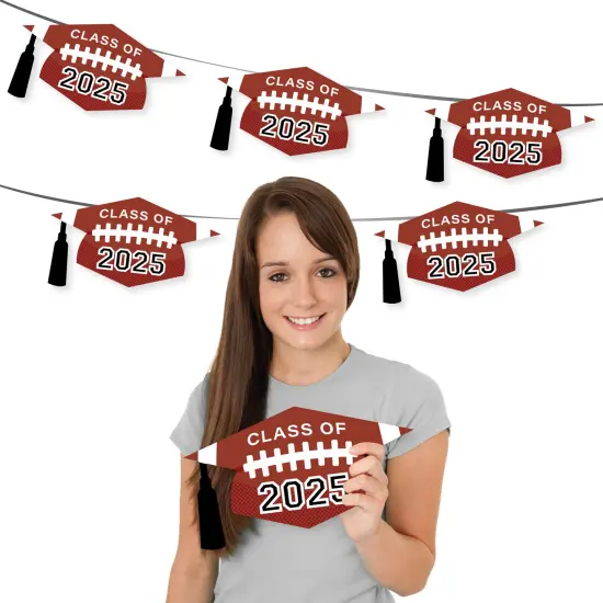 Big Dot of Happiness Grad Football - Grad Cap Decorations DIY 2025 Graduation Large Party Essentials - Set of 20 {3}