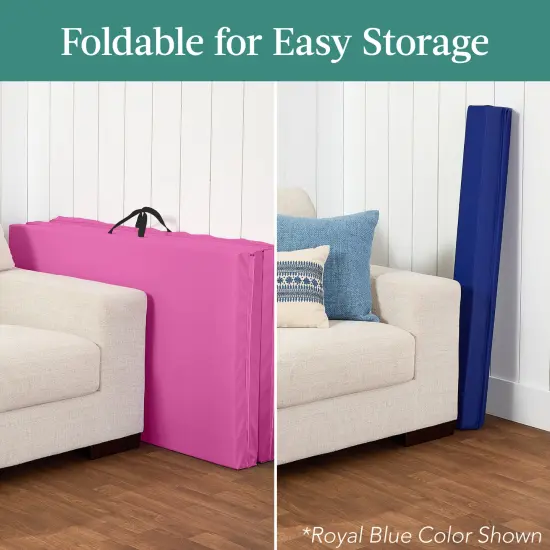 Best Choice Products 10ftx4ftx2in Folding Gym Mat 4-Panel w/ Carrying Handles & Folding Balance Beam Pink w/Beam {4}