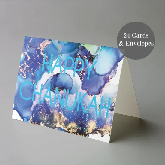 Modern Happy Chanukah Greeting Cards Boxed Set of 24 Holiday Notecards Featuring Elegant Abstract Design, Perfect for Contemporary Festive Wishes {4}