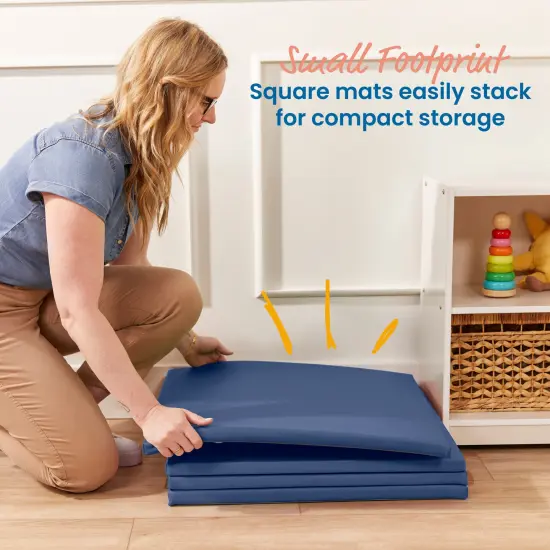 Play Patch Activity Mat Squares, Modular Playmat, 4-Pack Navy {4}