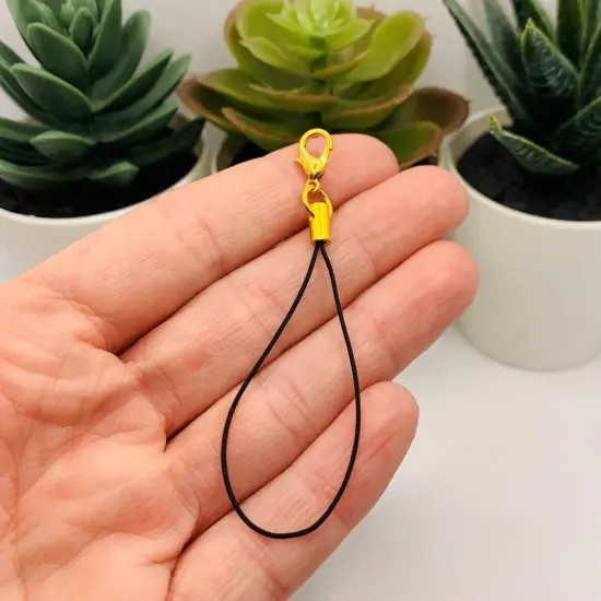 4, 20 or 50 Pieces: Black and Gold Cell Phone Lanyard Wrist Straps {2}