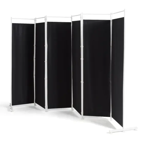 6-Panel Room Divider Folding Privacy Screen Black {8}