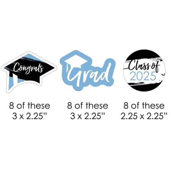 Big Dot of Happiness Light Blue 2025 Graduation Party - DIY Shaped Cut-Outs - 24 Count {3}
