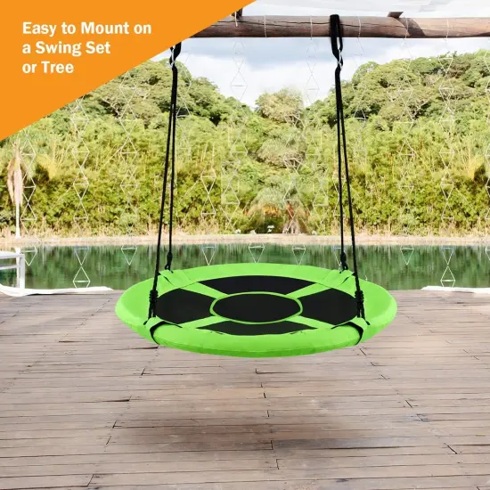 40 Inch Flying Saucer Tree Swing Indoor Outdoor Play Set Green {5}