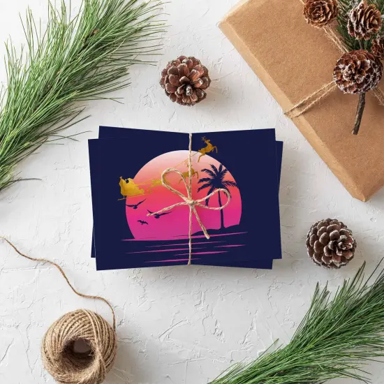 Tropical Christmas Greeting Cards Boxed Set – 24 Holiday Notecards Featuring Sunset and Palm Tree Designs, Perfect for Beachy and Unique Festive Wishes {2}