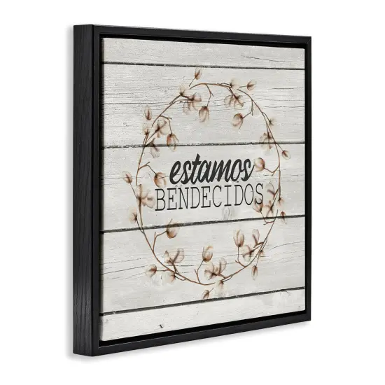 Stupell Industries Estamos Bendecidos con Algod&oacute;n Framed Floater Canvas Wall Art Black Floater Frame {3}
