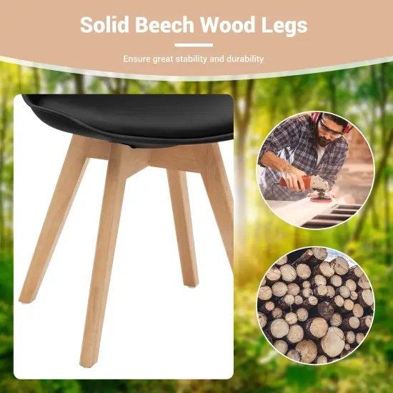 Set of 4 High Backrest Dining Side Chair with Ergonomic Seat and Solid wood Legs Black {6}