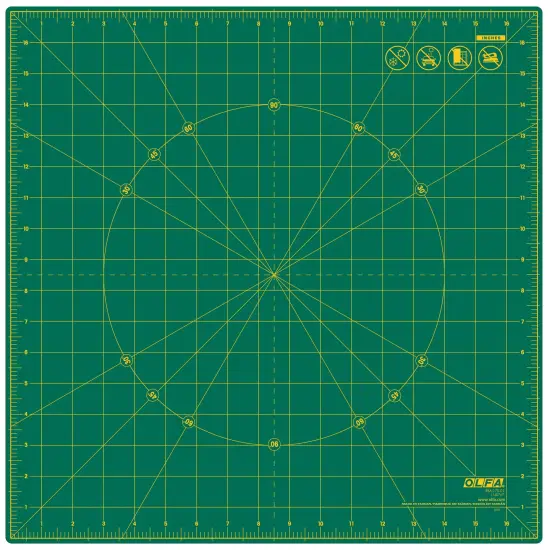 OLFA Rotating Rotary Cutting Mat 17"X17"-Green {1}