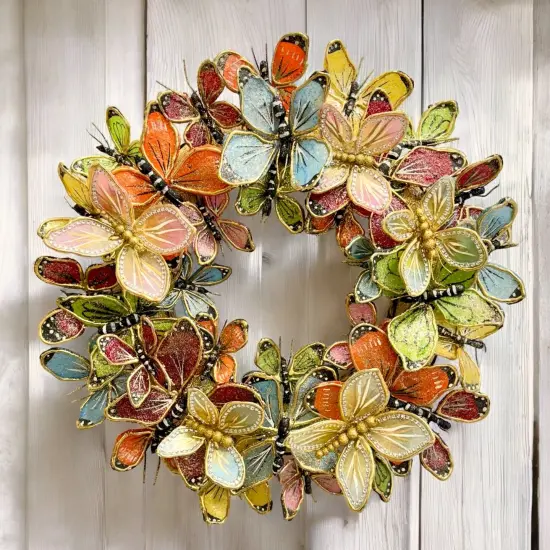 22" Capiz Butterfly Wreath &ndash; Handmade Spring & Easter Decor, Christmas gift - Holiday Tree {3}
