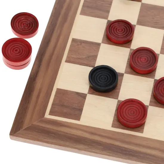 WE Games Old School Red and Black Wooden Checkers Set -12 in. {2}