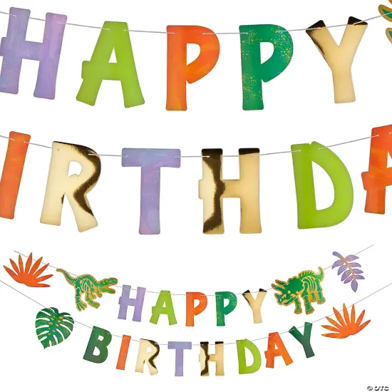 Dinosaur Happy Birthday Garland 2 Pc {2}