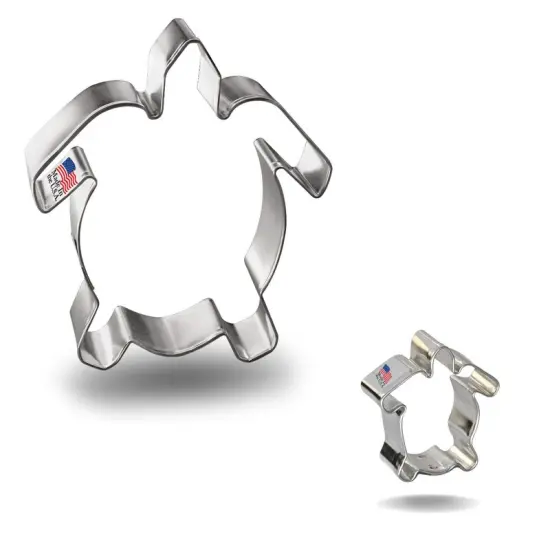 Sea Turtle Cookie Cutter 2 Pc Set. USA Tin Plate Steel - By CookieCutter.Com {1}