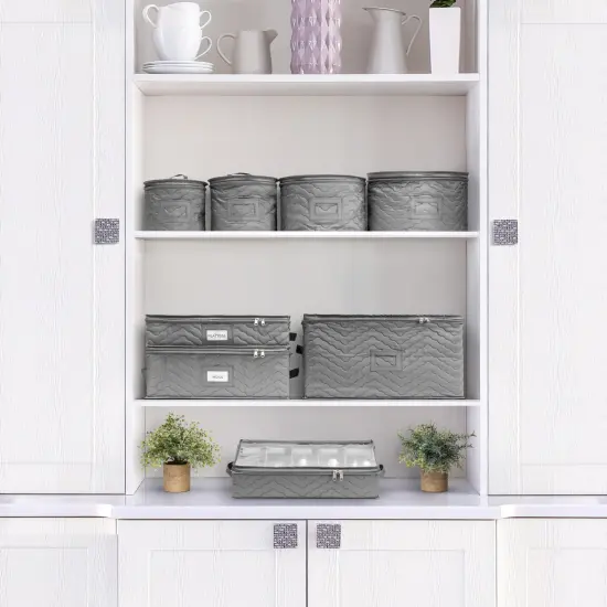 Sorbus Flatware & Utensil Storage - Fabric Chest Box for Storage and Organizing Utensils, Silverware, Flatware, and Cutlery Gray {5}