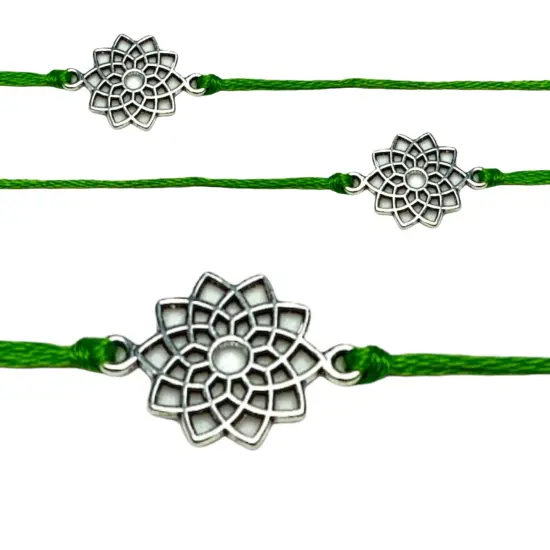 Lotus Charm Rakhi Bracelet Indian Rakhi Bracelet Desi Favors Rakhi for Raksha Bandhan Handcrafted Rakhi for Brother Bhaiya Bhabhi Bracelet with Ties {6}