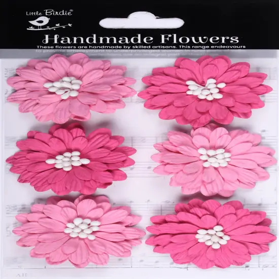 Little Birdie Astra Paper Flowers 6/Pkg-Precious Pink {1}