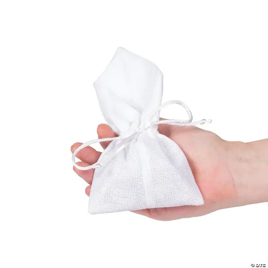 Large Burlap Drawstring Treat Bags - 12 Pc. Gray {5}