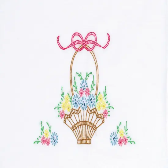 Jack Dempsey Stamped Pillowcases W/White Perle Edge 2/Pkg-Basket Of Daisies {4}