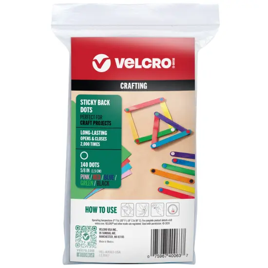 VELCRO(R) Brand Sticky Back Dots .625" 140/Pkg-Multicolored {1}