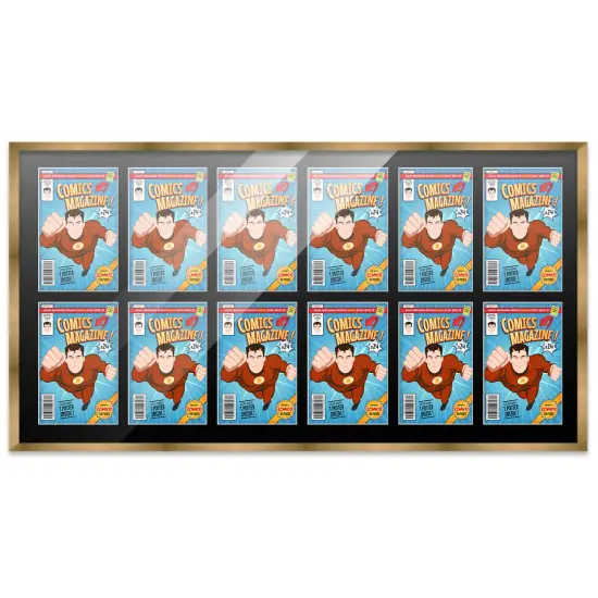 Comic Book Display Frame for Golden Age Comics Published Between 1938 and 1956 - Bronze Wood Comic Frame With Black Mat for 7.75x10.5 Comic, 18 Frame Sizes {1}