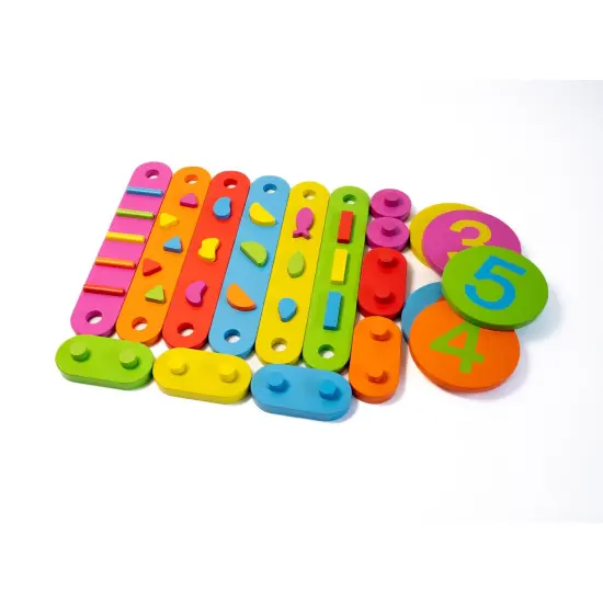 Wood Obstacle Course Balance Path with Numbers, 17 Pieces {1}