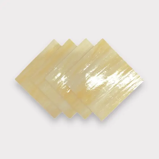 Honey tr., White Crystal Prisma Fusible Glass Sheets / Mosaic Squares - 4 Pack {1}