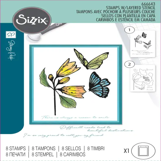 Sizzix A5 Clear Stamp Set With Stencil By Stacey Park-Farfalllina, Cosmopolitan {1}