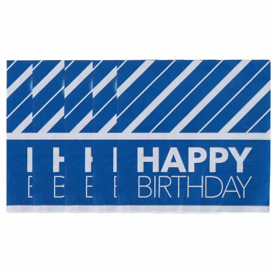 Happy Birthday Party Blue & Silver Luncheon Napkins - 16 Ct. {4}