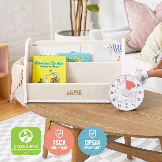 Double-Sided Book Caddy with Countdown Timer, Portable Library White Wash {6}