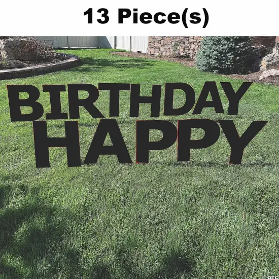 20" x 20" Happy Birthday Yard Signs 13 Pc Black {1}