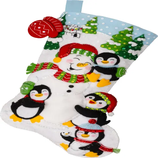 Bucilla Felt Stocking Applique Kit 18" Long-Snowy Snuggles {1}