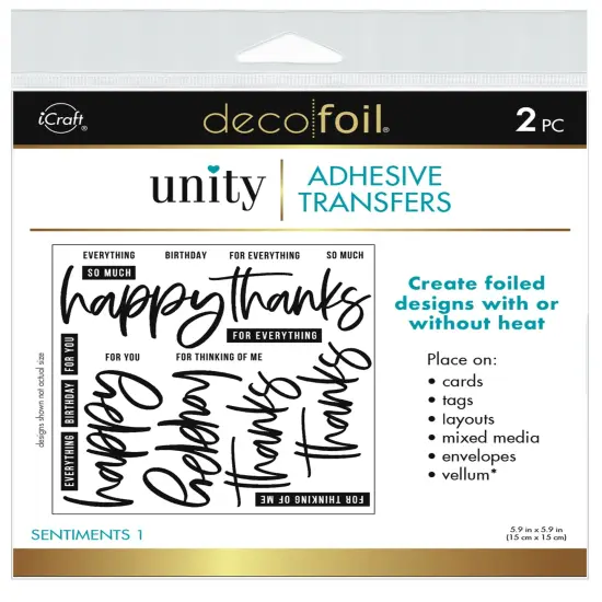 Deco Foil Adhesive Transfer Sheets by Unity 5.9" x 5.9"-Sentiments 1 {1}