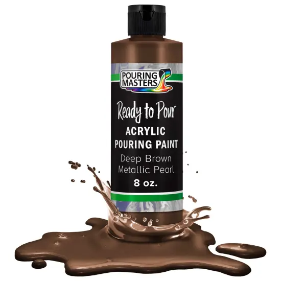Pouring Masters Deep Brown Metallic Pearl Ready to Pour Acrylic Pouring Paint - Premium 8-Ounce Pre-Mixed Fluid Acrylic Paint - Fluid Art Supplies for Canvas, Wood, Paper, Tile & Rocks {1}