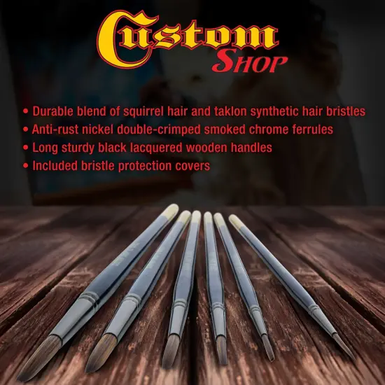 Custom Shop Set of 6 Lettering Quill Brushes for Sign Painting, Sizes XL, LG, MED, SM, XSM, XXSM, Brush Blend Squirrel Taklon Hair, Paint Pinstriping {5}