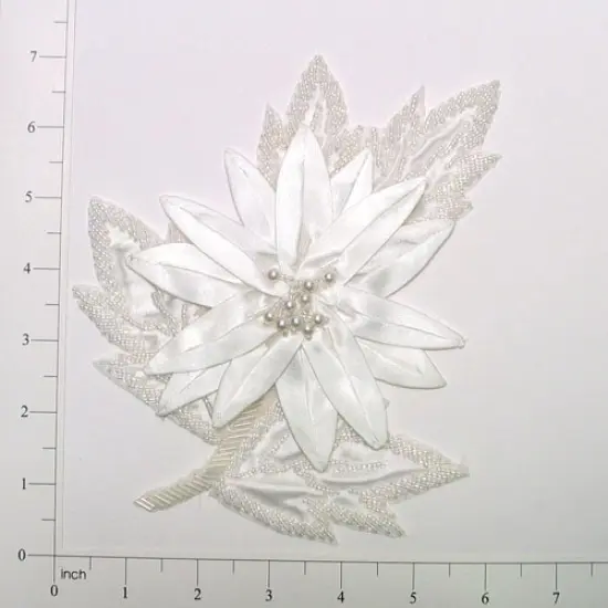 Edelweiss Flower Applique/Patch White AB {1}