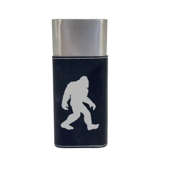 Cigar Case with Cutter - Bigfoot Sasquatch - Leather Black/Silver {1}
