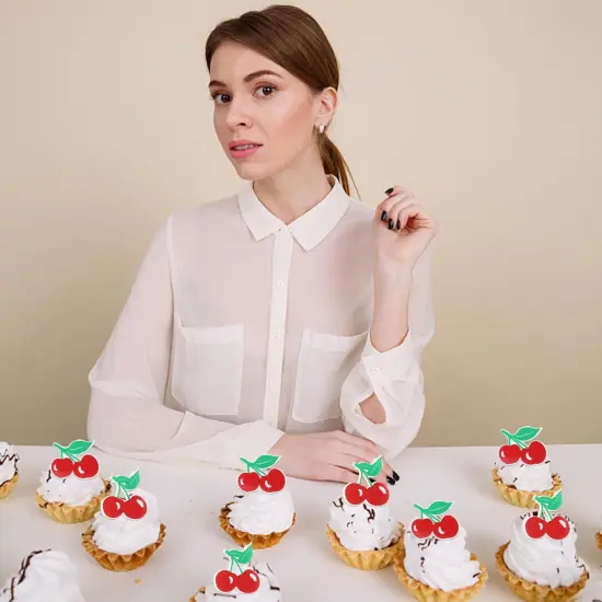 Edible Cherry Cupcake Toppers {3}