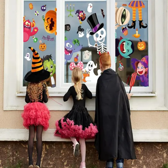 10 Sheets Halloween Window StickersDouble Sided - Halloween Window Clings - {4}