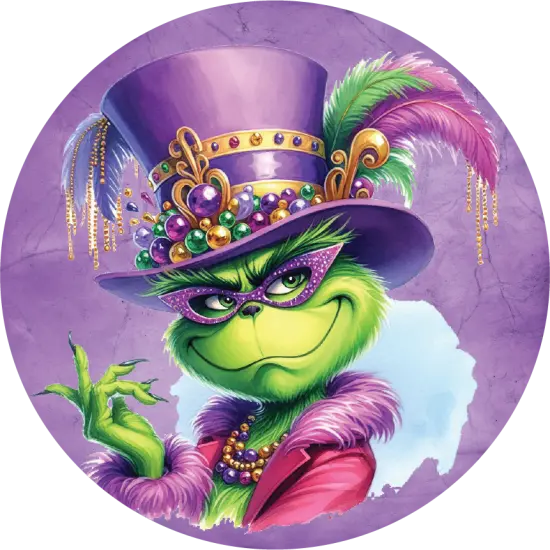 Mardi Gras Green Monster Round Sign {2}