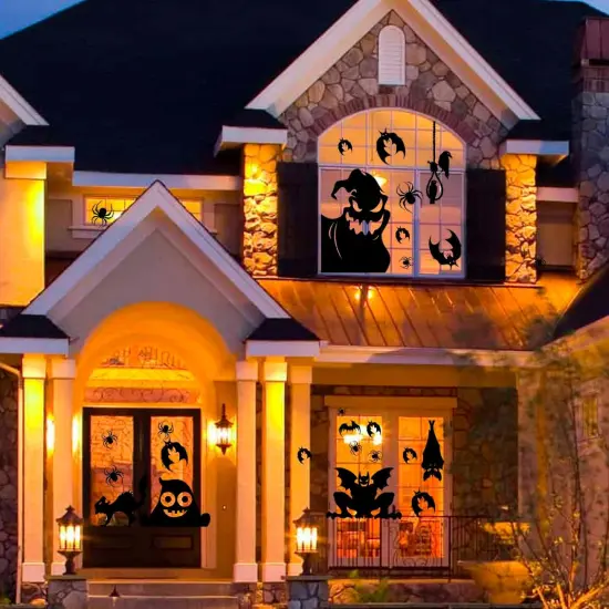 4 Sheets Spooky Monster Halloween Window Cling {3}