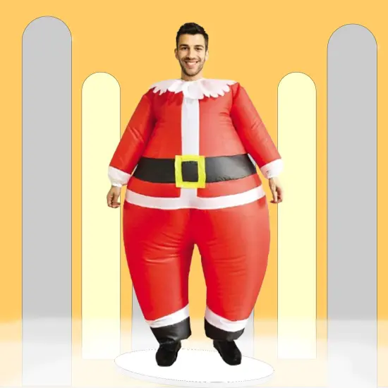Inflatable Santa Adult Costume with Battery Operated Fan for Holiday Fun {2}
