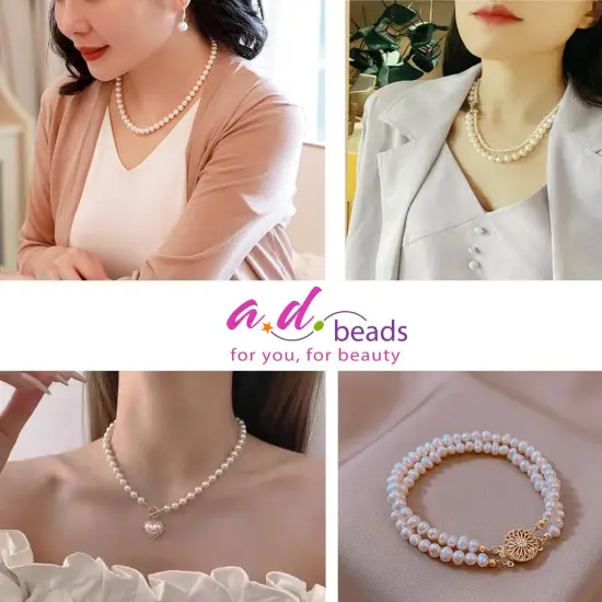 Natural Freshwater White Pearl Round Beads 15" 4mm 6mm 8mm 9mm 10mm 11mm 12mm (8-9mm) {3}