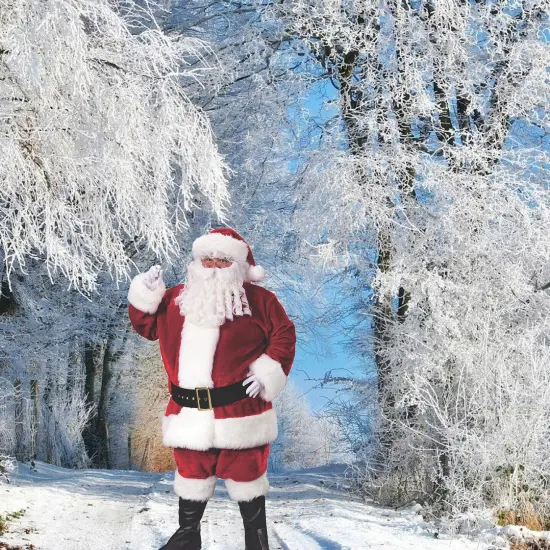 Santa Claus Costume for Men, Jacket Pants Hat Belt and Gloves {2}