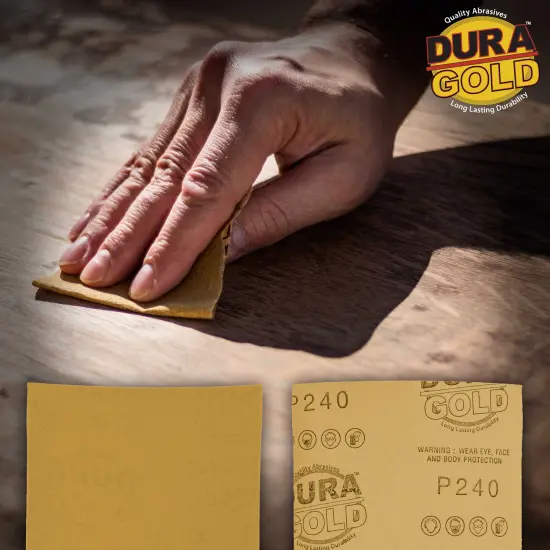 240 Grit Gold - 1/4 Sheet Plain Backing Sandpaper 5.5" x 4.5" - For Palm Sanders - Box of 400 {6}